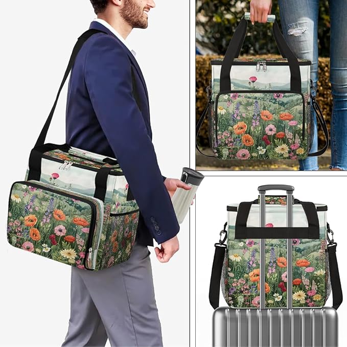 Flower Mountain Leaves Color Coffee Maker Carring Bag Travel Carrying Storage Tote Bag Compatible with Keurig K-Mini or K-Mini Plus Portable Single Serve Coffee Brewer Case with Pockets