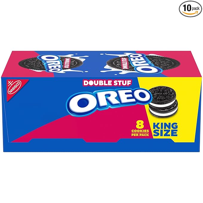 OREO Double Stuf Chocolate Sandwich Cookies King Size 10 Snack Packs (8 Cookies Per Pack)