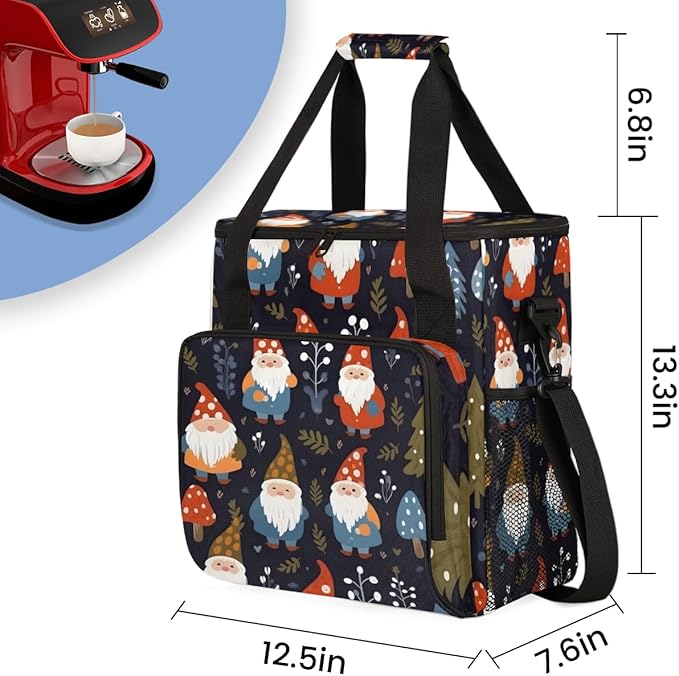 Santa Claus Coffee Maker Carrying Bag Christmas Tree Travel Storage Bag Compatible with K-Mini or K-Mini Plus Single Serve Coffee Brewer Carrying Case with Multiple Pockets &amp Shoulder Strap
