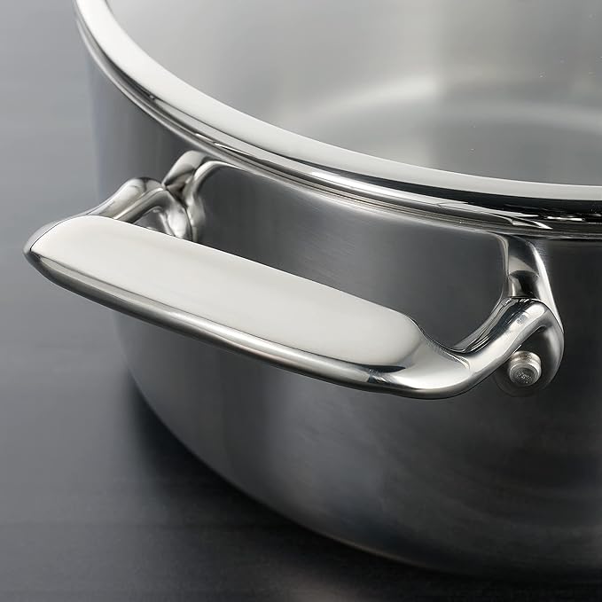 Tramontina Tri-Ply Clad Stainless Steel 6-Quart Braiser Pan with Glass Lid Induction-Ready Dishwasher-Safe NSF-Certified