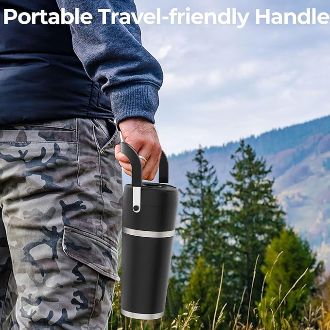 Cordless Juicer with Vacuum Insulated Stainless Steel Container 14000RPM Motor Smoothie Mixer Portable Mixing Cup Stainless Steel Vacuum Blender for Cold Drink