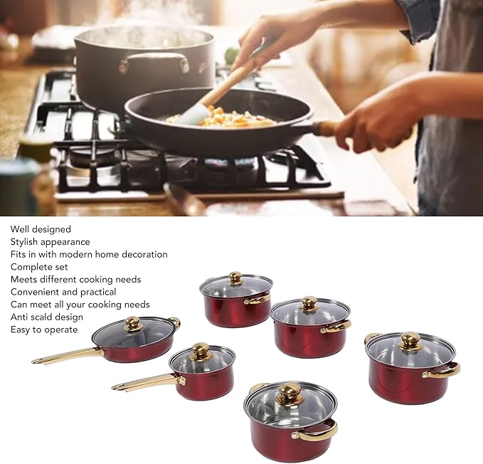 Thick Stainless Steel Cookware Set Multifunctional Pots and Pans Anti Scald Design Complete Kitchen Cooking Set Stylish and Durable Includes Frying Pans Milk Pans Saucepans