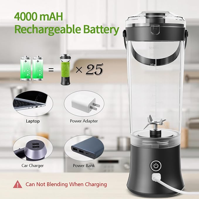 Portable BlenderUSB Rechargeable Personal Smoothie Mixer Powerful 7.4V Electric Juicer Cup With Design For Freshness Fruit Blending At Home Gym Office Rechargeable Juicer Blender