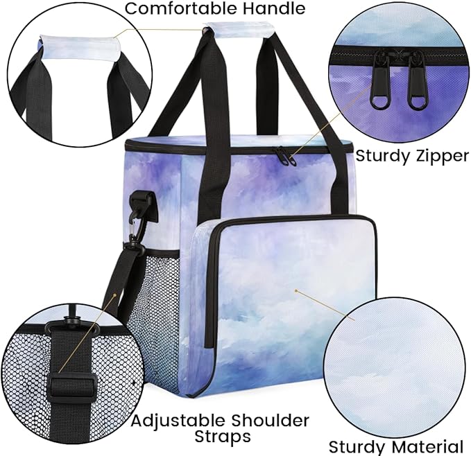 Blue Tie Dyeing Coffee Maker Carrying Bag Portable Travel Storage Tote Bag Compatible with K-Mini or K-Mini Plus Single Serve Coffee Brewer Carrying Case with Multiple Pockets &amp Shoulder Strap