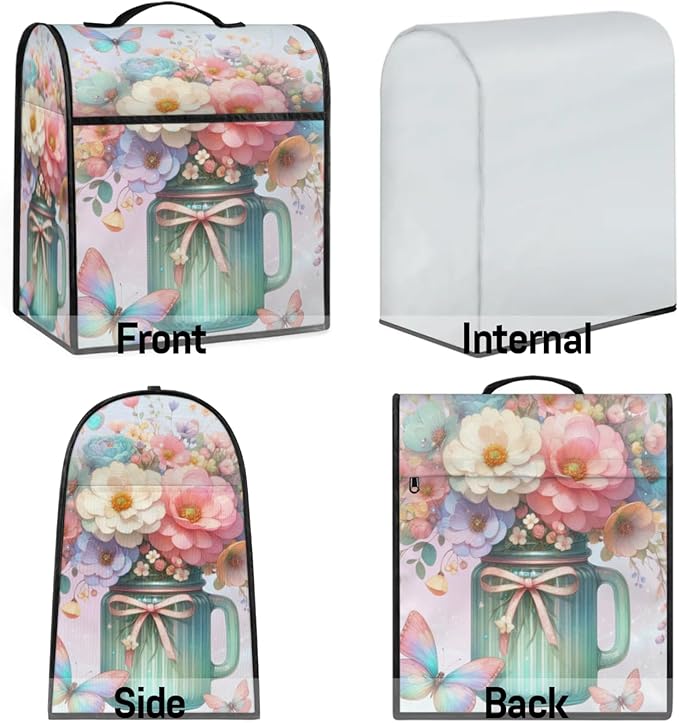 cfpolar Kitchen Aid Mixer Cover Compatible with 6-8 Quarts Butterfly Rainbow Flower Stand Mixer Cover Kitchen Aid Mixers Accessories Appliance Organizer Bag Dust Covers with Zipper Pocket