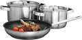 AEG 3pc (S) Pans Saucepans Set - Stainless Steel 24cm Frying Pan 16cm &amp 20cm Saucepans Induction Compatible