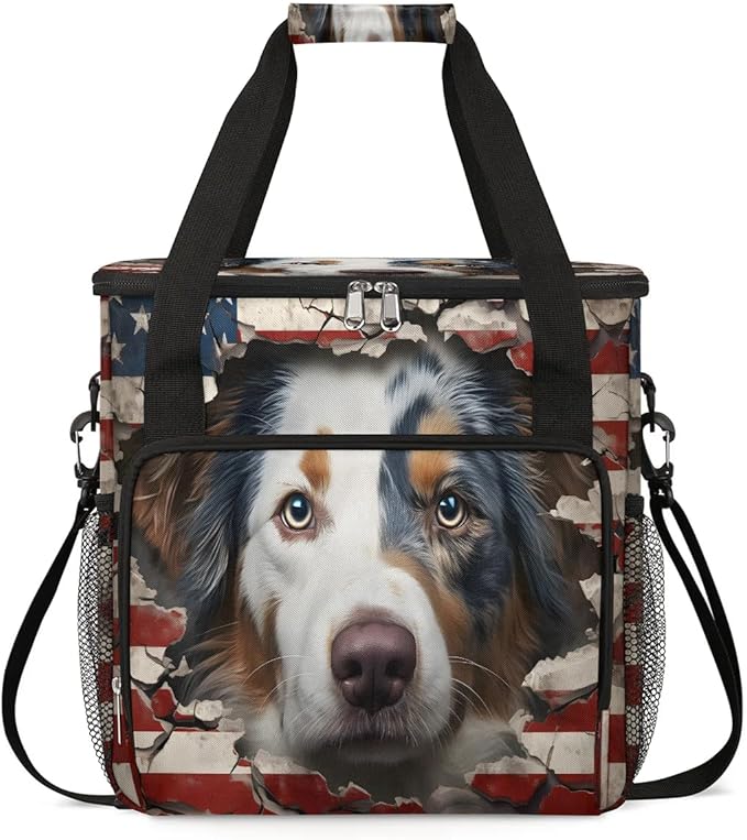 Patriotic Dog Coffee Maker Travel Bag for K-Mini or K-Mini Plus Single Serve Coffee Brewer Portable Storage Tote Case for Tarvel