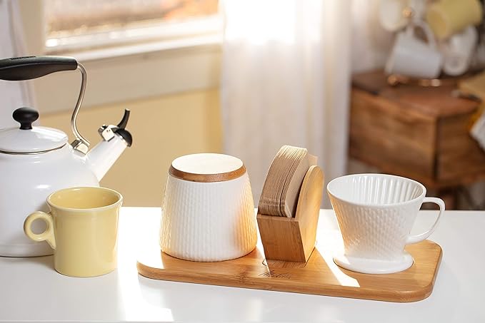 Melitta Artisan Porcelain Pour-Over Coffeemaker and Canister Set White