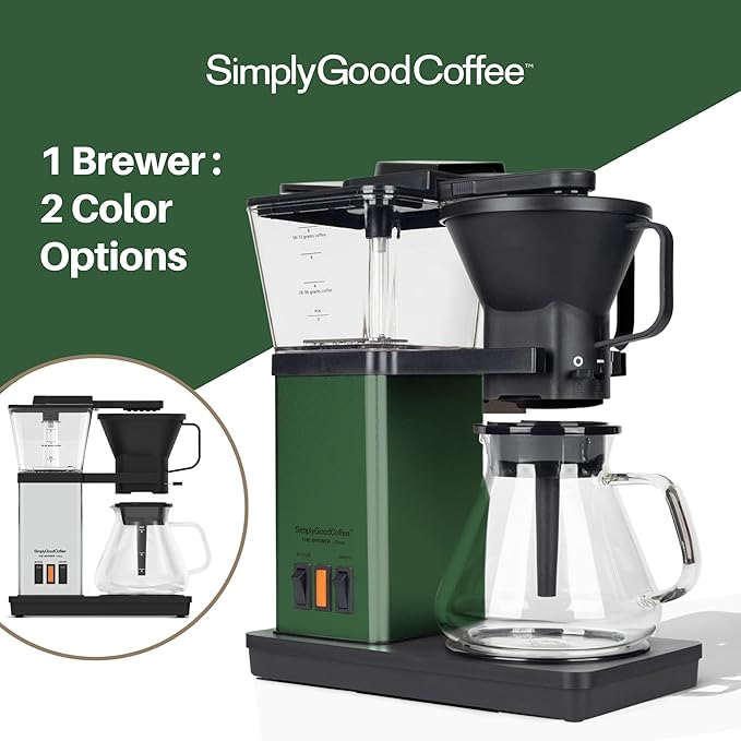 SimplyGoodCoffee Coffee Maker/Coffee Machine. 8 Cup Automatic Drip Pour Over Coffee Brewer With Vinyl Wrap Custom Kit. Easy To Use Gold Cup Standard. Sonoma Green