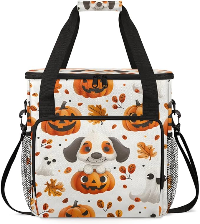 Retro Pumpkin Coffee Maker Carrying Bag Graffiti Pumpkin Travel Storage Bag Compatible with K-Mini or K-Mini Plus Single Serve Coffee Brewer Carrying Case with Multiple Pockets &amp Shoulder Strap