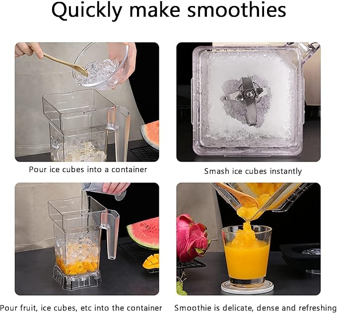 Ice Crusher Machine with Sound EnclosureBlender Smoothie Machine &ampCommercial Stand Mixer for Food Grade Frozen Dessert Soup Maker