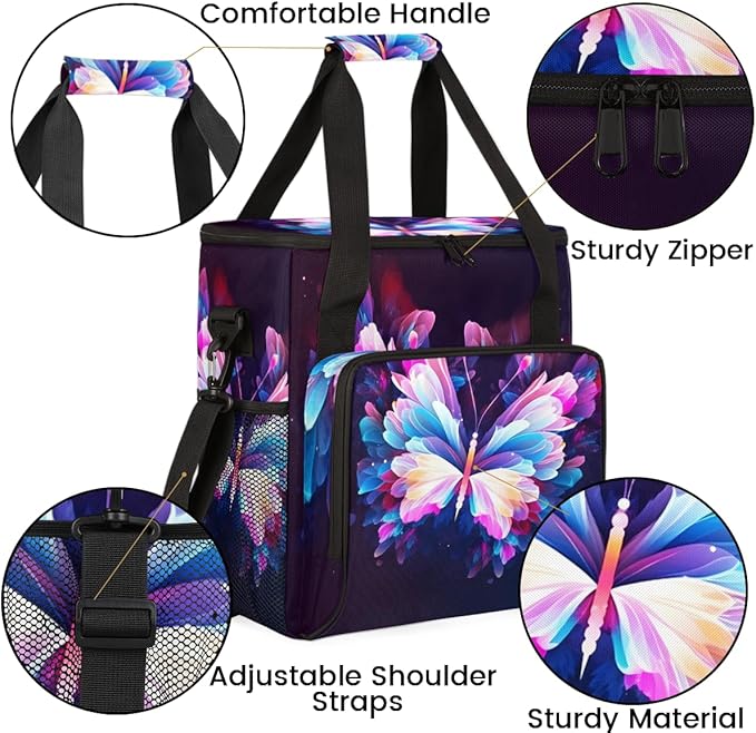 Dreamy Butterfly Coffee Maker Carrying Bag Gothic Butterfly Travel Storage Bag Compatible with K-Mini or K-Mini Plus Single Serve Coffee Brewer Carrying Case with Multiple Pockets &amp Shoulder Str