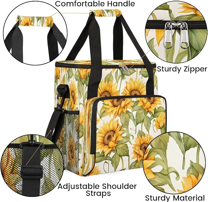 Sunflower Pattern Coffee Maker Carrying Bag for Keurig K-Mini or K-Mini Plus Storage Portable Coffee Maker Travel Bag