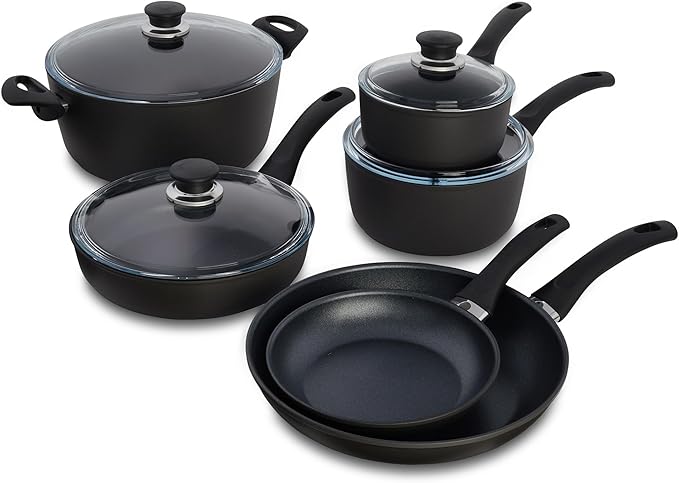 BALLARINI Parma Arezzo by HENCKELS 10-pc Nonstick Pots and Pans Set Dutch Oven Made in Italy  Durable and Easy to cleanBlack