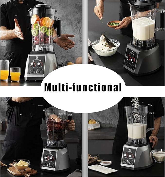 2200W Commercial Soy Milk Maker Smoothie Blender 6L/7L Nut Processor with 8-Blade 9-Speed Adjustable Timer (6L)