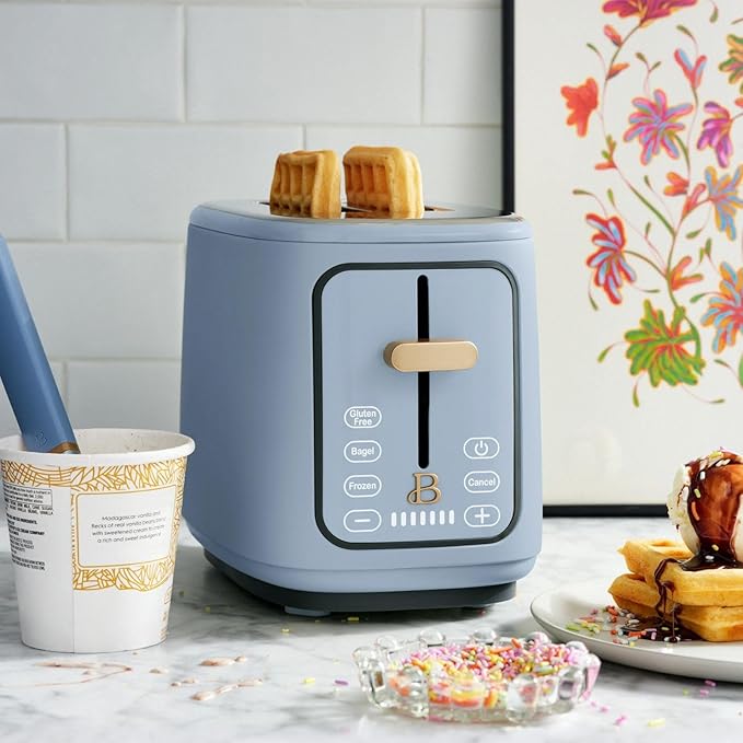 Smart Kitchen Toaster with Touch Interface and Preset Modes Advanced Two-Slice Toaster with Wide Slots and 7 Browning Levels (Cornflower Blue)