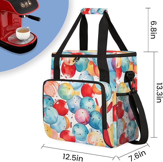 Abstract Sport Ball Coffee Maker Carrying Bag Portable Travel Storage Tote Bag Compatible with K-Mini or K-Mini Plus Single Serve Coffee Brewer Carrying Case with Multiple Pockets &amp Shoulder Str