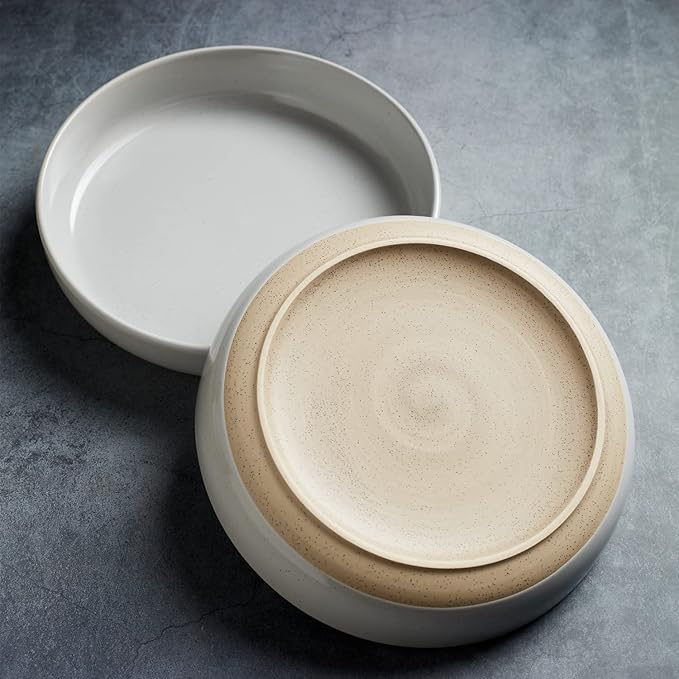 Famiware Milkyway Plates and Bowls Set For 4 16 Pieces Dinnerware Sets Light Gray