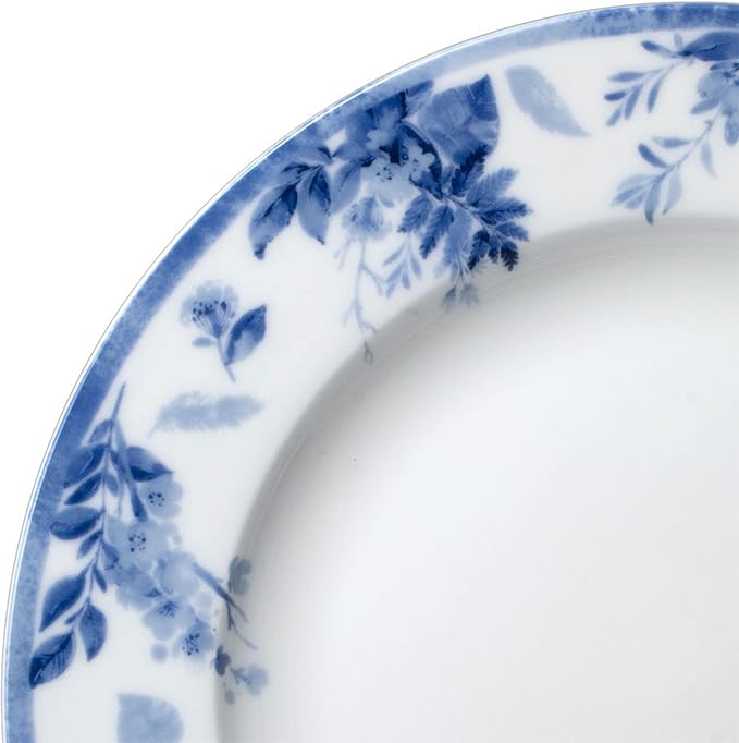 Mikasa Kiley Bone China Lightweight Chip Resistant 16 Piece Dinnerware Set Service for 4Blue and White