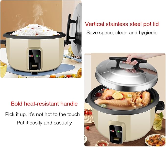 Commercial Rice CookerExtra Large Rice Cooker With Non Stick Pot8-45L for Hotel Restaurant Canteen Construction Site for 8-60 People(10L-1600W)