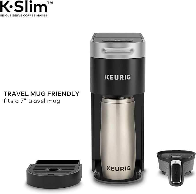 Keurig K-Slim Single Serve K-Cup Pod Coffee Maker Multistream Technology 3 Brew Sizes Slim and Sleek Design 46oz Removable Reservoir Black