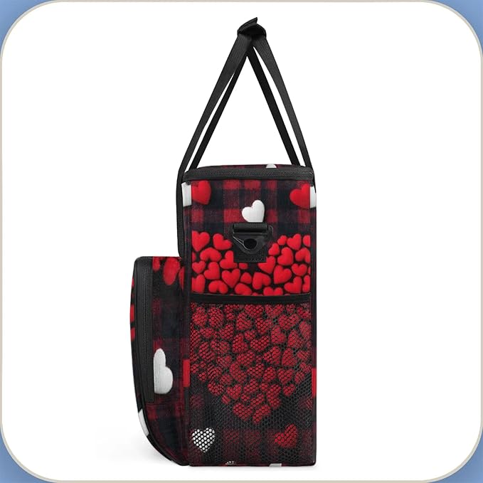Valentine's Day Coffee Maker Travel Bag Heart Insulated Grocery Bag Travel Picnic Leakproof Cooler Bags With Shoulder Strap