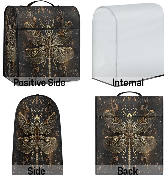 cfpolar Kitchen Aid Mixer Cover Compatible with 6-8 Quarts Vintage Dragonfly Black Stand Mixer Cover Kitchen Aid Mixers Accessories Appliance Organizer Bag Dust Covers with Zipper Pocket