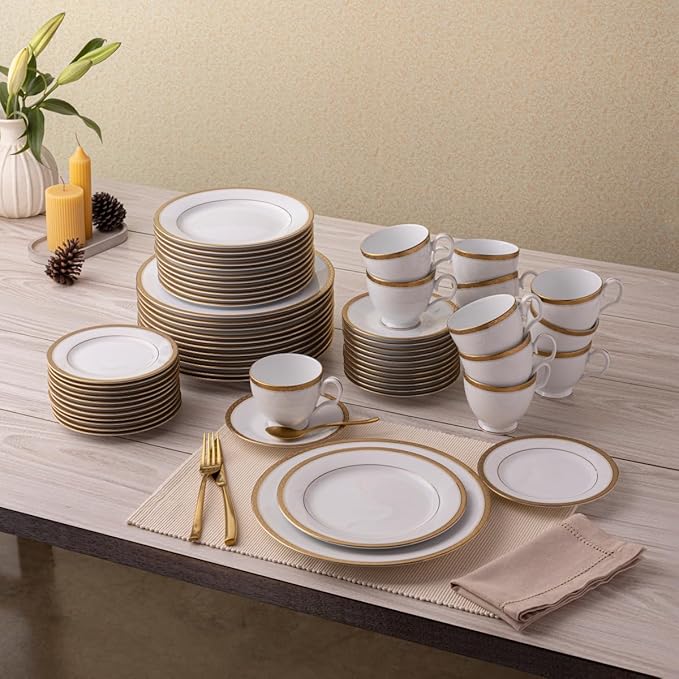 Noritake Charlotta Gold 60-Piece Value Set Service for 12 in White