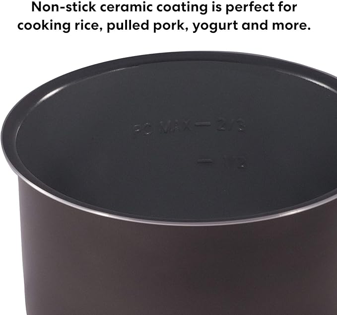 Instant Pot Ceramic Inner Slow Cooking Pot 6-Qt Non-Stick Coated Interior Rice Cooker