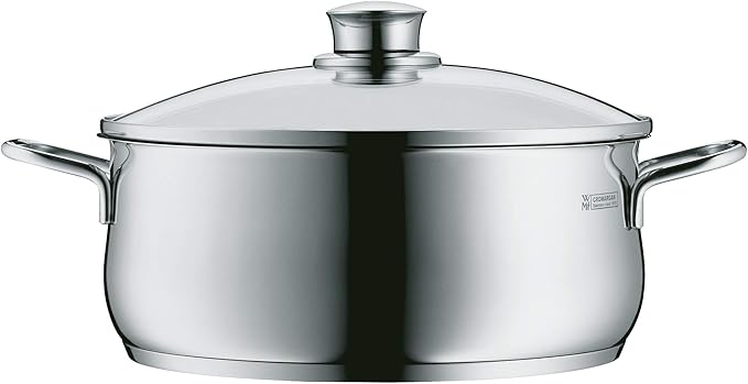 WMF Pot Set 4-Piece Diadem Plus Pouring Rim Glass Lid Cromargan® Stainless Steel Polished Suitable for Induction Hobs Dishwasher-Safe