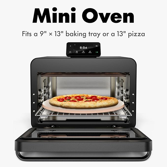 CHEF iQ MiniOven Smart Toaster Oven Air Fryer Combo 11-in-1 Countertop Convection Oven Bake Broil Air Fry Broil Dehydrate 1750W 25 Qt Capacity Fast Cooking with Touchscreen Controls – Black
