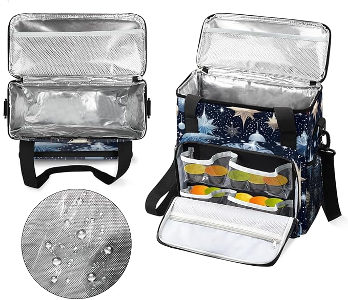 Snowflake Coffee Maker Carrying Bag Christmas Bell Travel Storage Bag Compatible with K-Mini or K-Mini Plus Single Serve Coffee Brewer Carrying Case with Multiple Pockets &amp Shoulder Strap