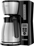BLACK+DECKER 12 Cup Thermal Programmable Coffee Maker with Brew Strength and VORTEX Technology Black/Steel CM2046S