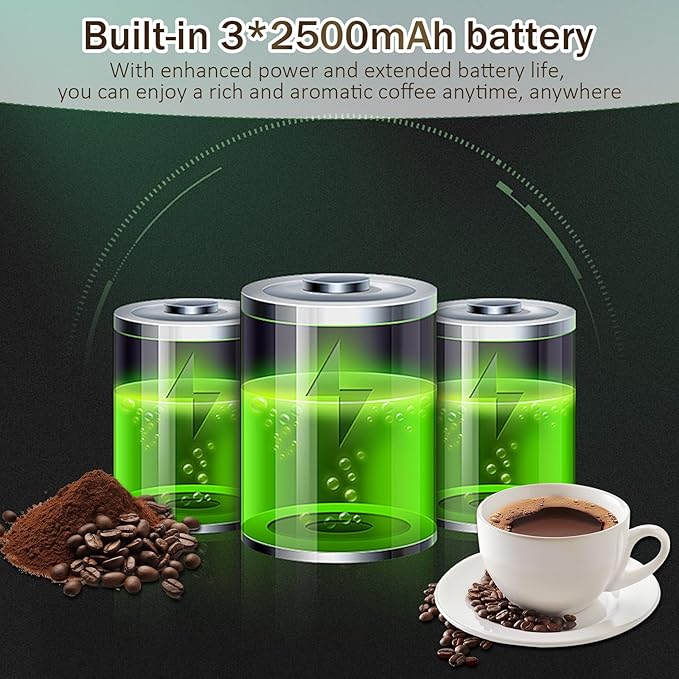 3-in-1 Portable Coffee Maker Self-Heating Espresso Machine USB Rechargeable Travel Coffee Maker Compact for Office Travel Camping - Black
