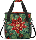Holly Berry Flowers Coffee Maker Carrying Bag Xmas Flowers Travel Storage Bag Compatible with K-Mini or K-Mini Plus Single Serve Coffee Brewer Carrying Case with Multiple Pockets &amp Shoulder Stra