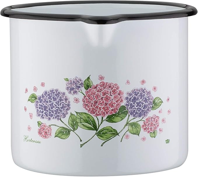 GSW Hydrangea 6-Piece Saucepan Set Steel Enamel Plastic White