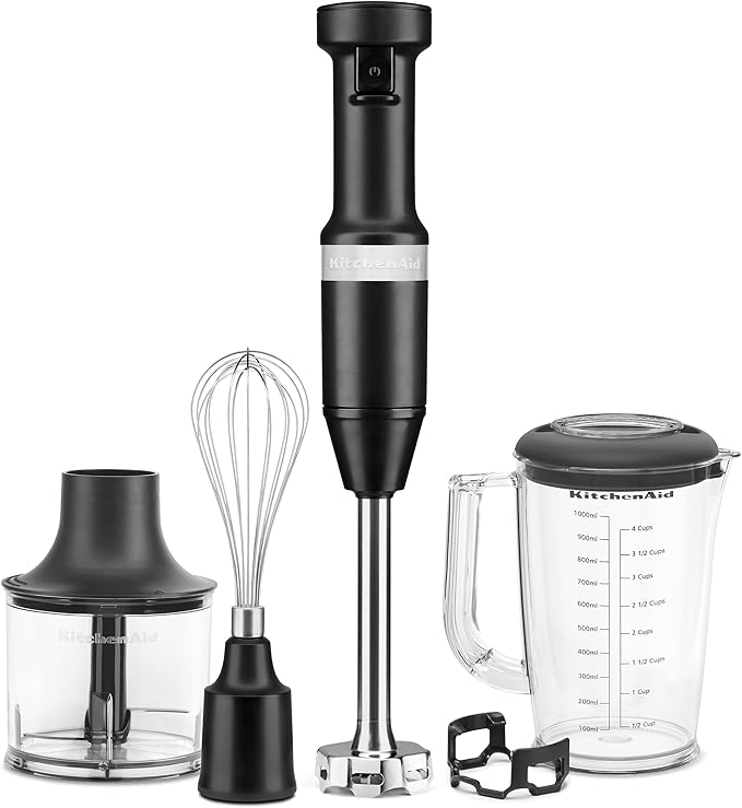 KitchenAid Variable Speed Corded Hand Blender with Accessories Black Matte KHBV83BM