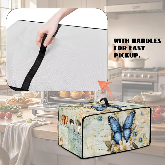 Doojoayie 6 Slice Toaster Cover Bread Machine Cover with Top Handle Design Kitchen Small Appliance Dust Protetor Stain Resistant Universal Fit Butterfly Print
