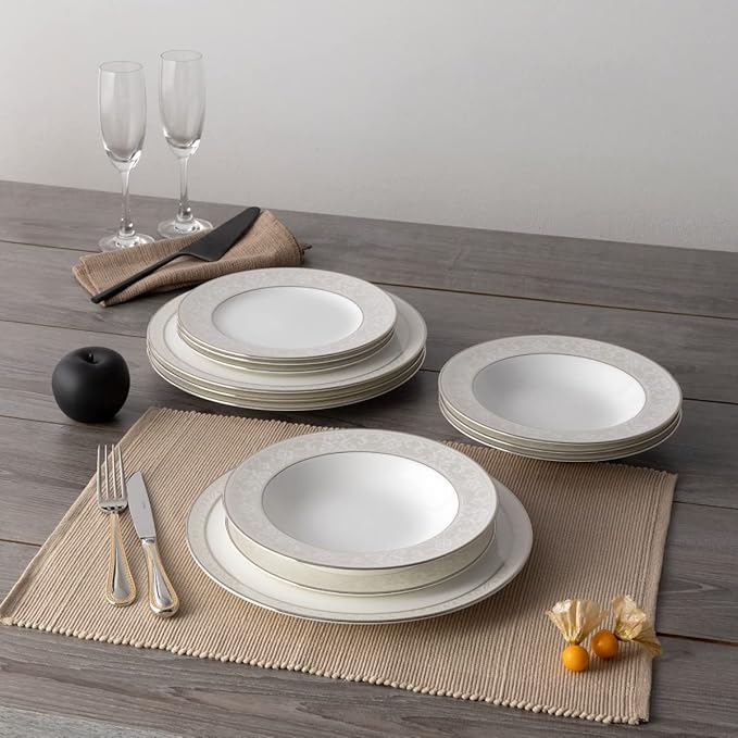 Noritake Montvale Platinum 12-Piece Dinnerware Set Service for 4