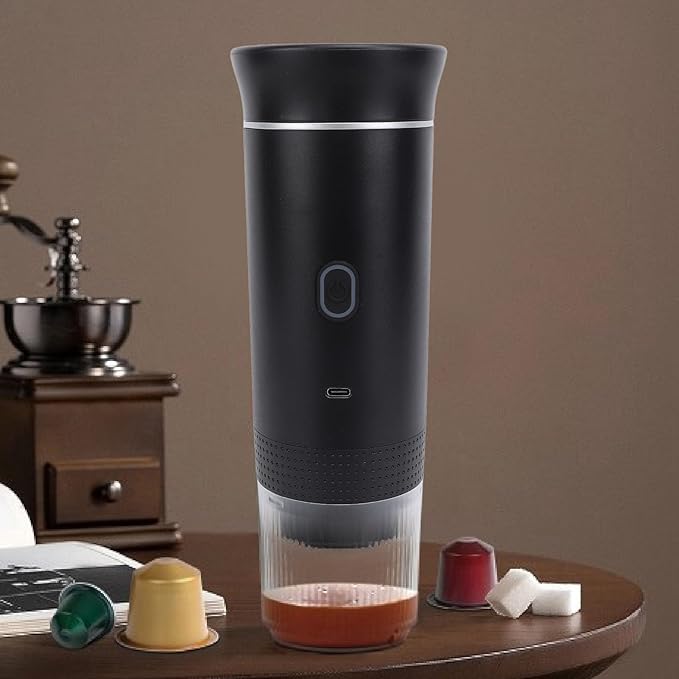 flexman Portable Electric Espresso Machine Rechargeable Handheld Coffee Maker Fast Self Heating Car Espresso Maker for Travel Camping Office Household (Black)