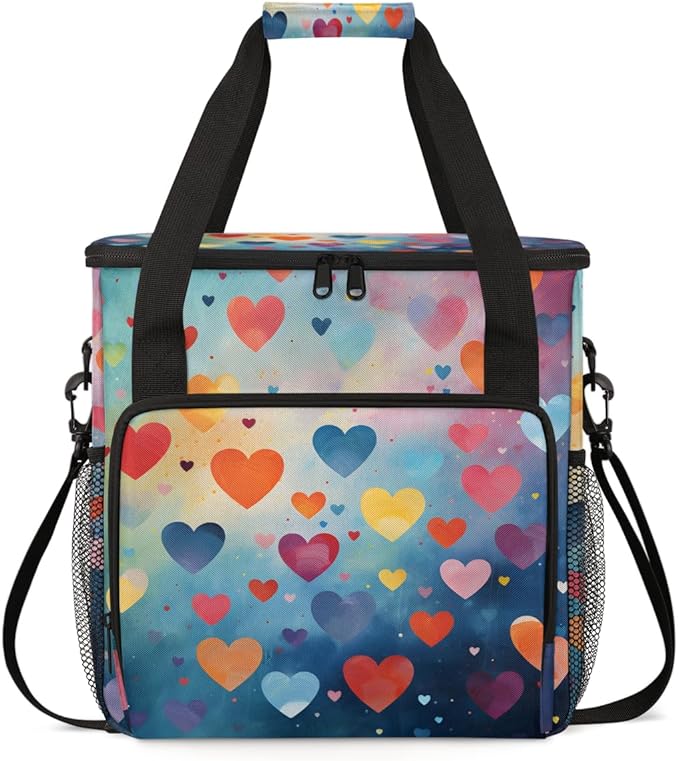 Orange Heart Coffee Maker Carrying Bag Portable Travel Storage Tote Bag Compatible with K-Mini or K-Mini Plus Single Serve Coffee Brewer Carrying Case with Multiple Pockets &amp Shoulder Strap