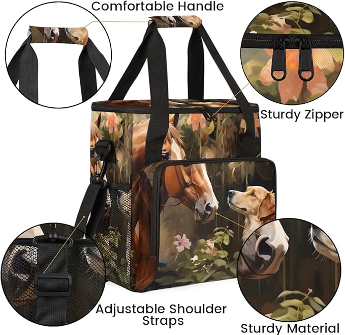 Horse Dog Coffee Maker Carrying Bag Portable Travel Storage Tote Bag Compatible with K-Mini or K-Mini Plus Single Serve Coffee Brewer Carrying Case with Multiple Pockets &amp Shoulder Strap