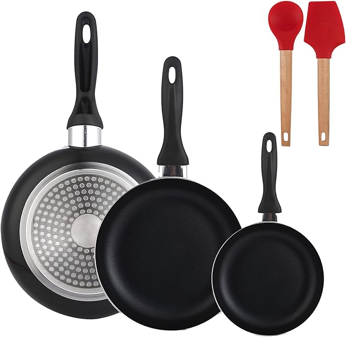 Wellhome 3 Piece Pressed Aluminium Pan Set 16/20/24 + 2 Piece Silicone Cookware Set