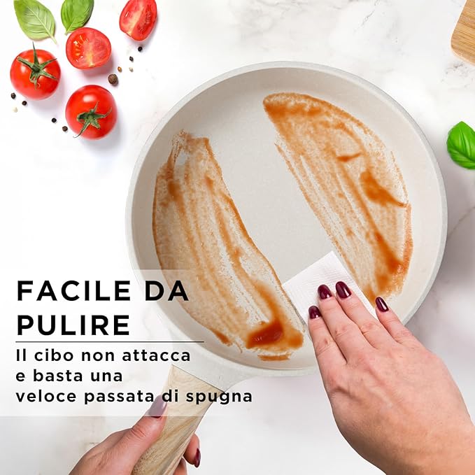Bambù 6Pcs Cookware set Die-cast Aluminum pots and pans Nonstick frying pans and casseroles Induction safe PFOA-free (Green and Cream 6 pcs)