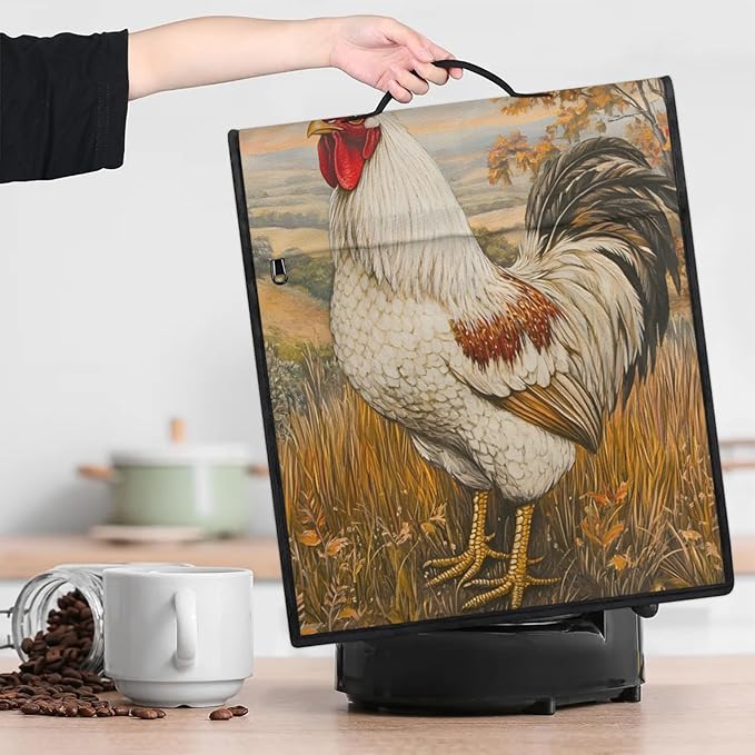 cfpolar Kitchen Aid Mixer Cover Compatible with 6-8 Quarts Watercolor Rooster Flower Stand Mixer Cover Kitchen Aid Mixers Accessories Appliance Organizer Bag Dust Covers with Zipper Pocket