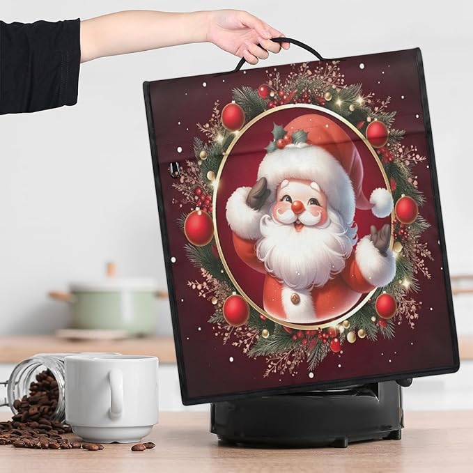 Kitchen Aid Mixer Cover Christmas Ball Santa Claus Stand Mixer Cover Compatible with 6-8 Quarts Stand Mixers Dust Covers with Zipper Pocket Foldable Washable Kitchen Aid Organizer Bag
