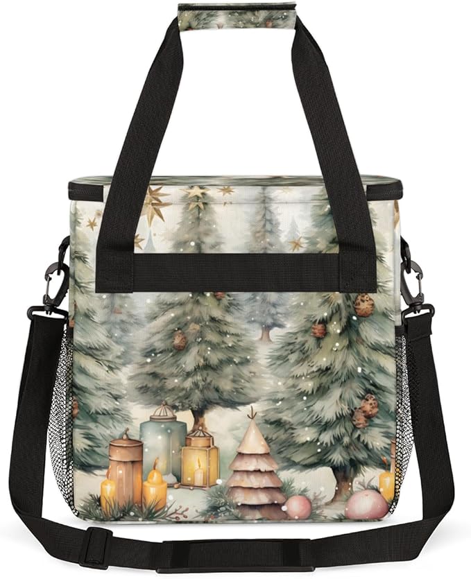 Cute Christmas Tree Coffee Maker Carrying Bag Portable Travel Storage Tote Bag Compatible with K-Mini or K-Mini Plus Single Serve Coffee Brewer Carrying Case with Multiple Pockets &amp Shoulder Str