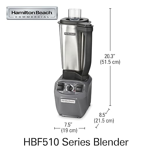 Hamilton Beach Commercial HBF510S Expeditor Stainless-Steel Culinary Food Blender 2.4 Horsepower 64 Ounce Capacity Variable Speed Chop Function NSF Certified