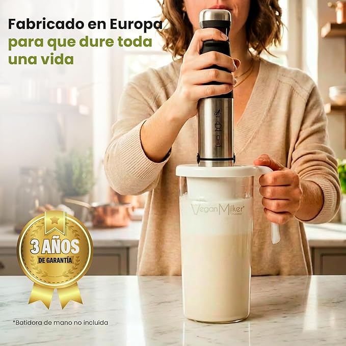 Vegan Milker MLSI - Plant Milk Maker for Homemade Nutmilk Almond &amp More - Interchangeable Discs for Custom Emulsion &amp Creaminess 1 Liter in 1 Minute - Recipe eBook