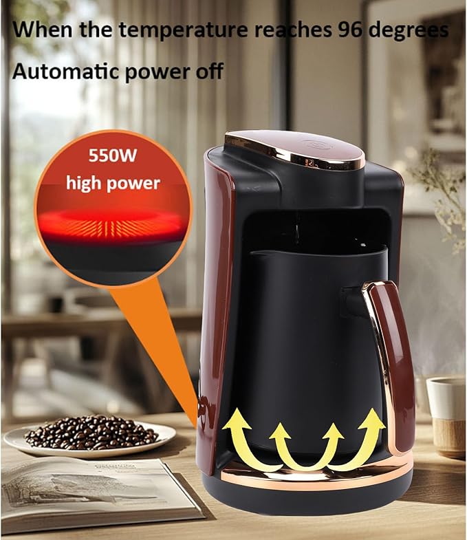 Zopsc Turkish Coffee Maker Single Cup Electric Coffee Machine with 550W Power Quick Heating Plastic Body for Home Office Brewing